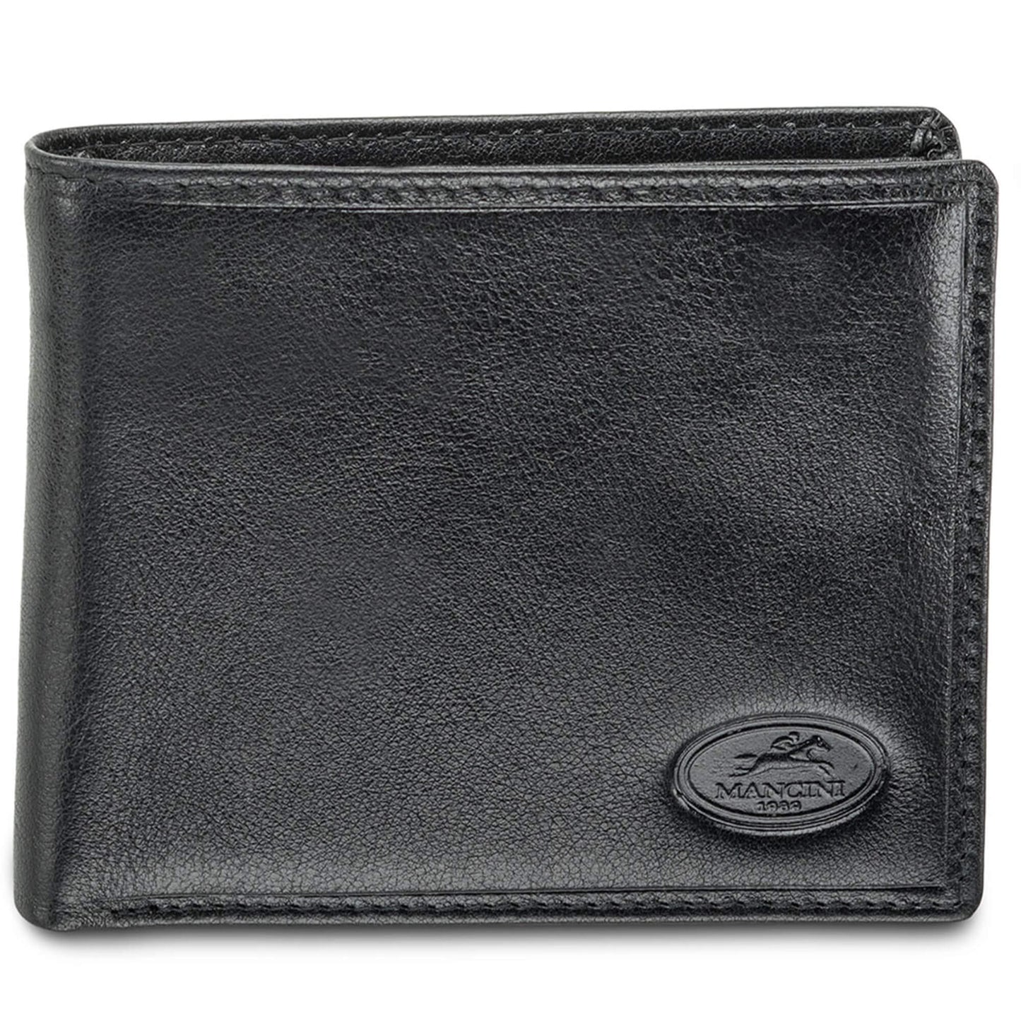 Portefeuille central à aile sécurisée RFID pour homme Mancini avec poche à pièces - Noir
