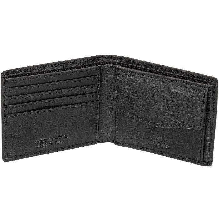 Portefeuille RFID sécurisé Mancini Buffalo avec poche à pièces - Noir
