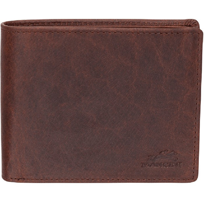 Portefeuille RFID sécurisé Mancini Buffalo avec poche à pièces - Noir