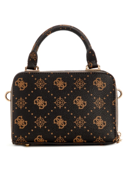 GUESS Silia Mini Satchel Handbag - Espresso Logo