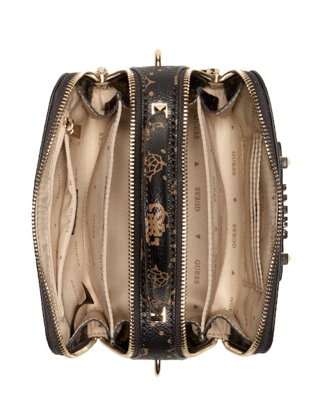 GUESS Silia Mini Satchel Handbag - Espresso Logo