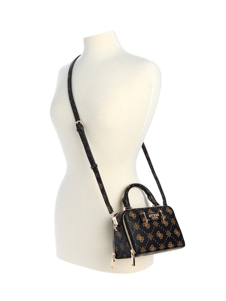 GUESS Silia Mini Satchel Handbag - Espresso Logo