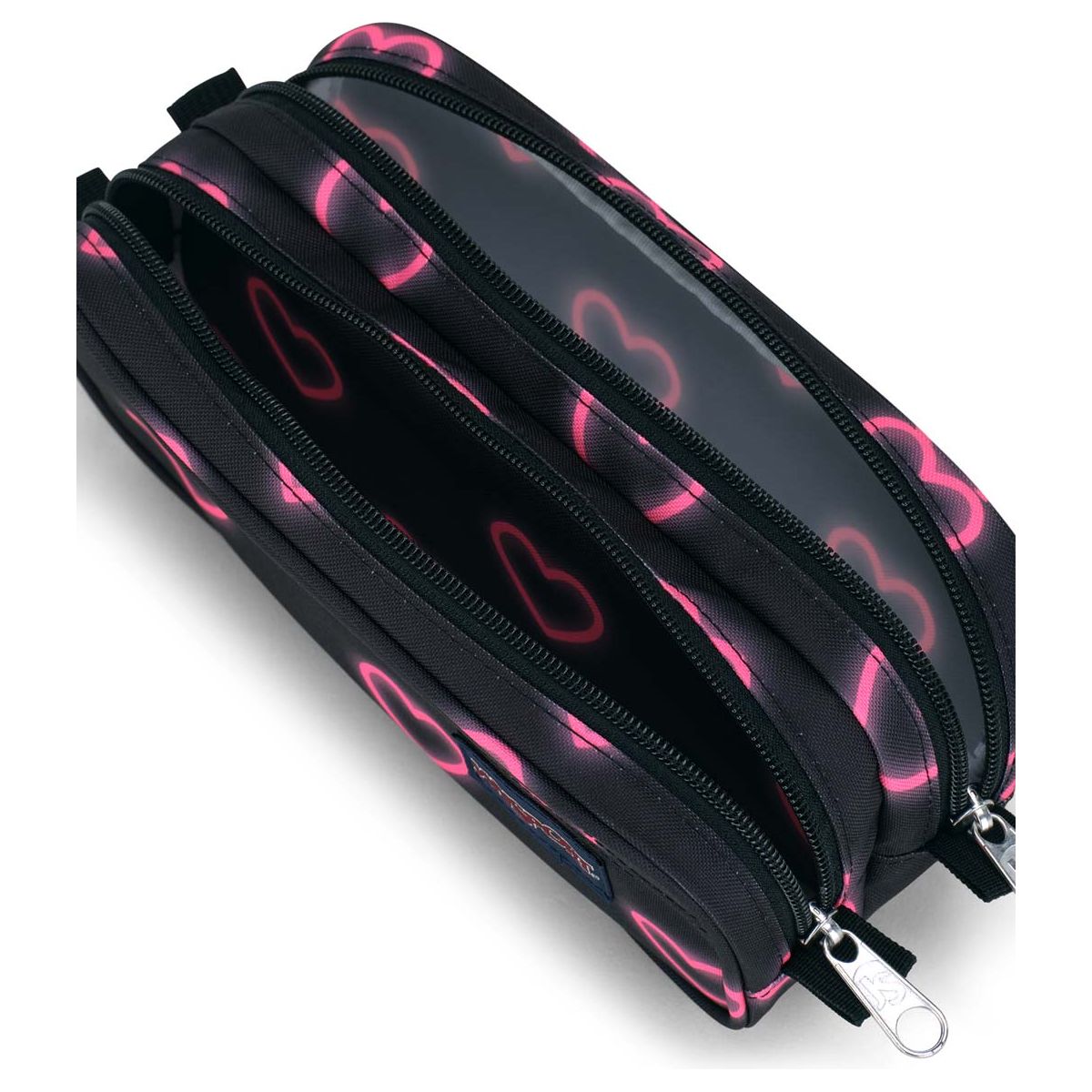 JanSport Large Accessory Pouch - Happy Hearts Black