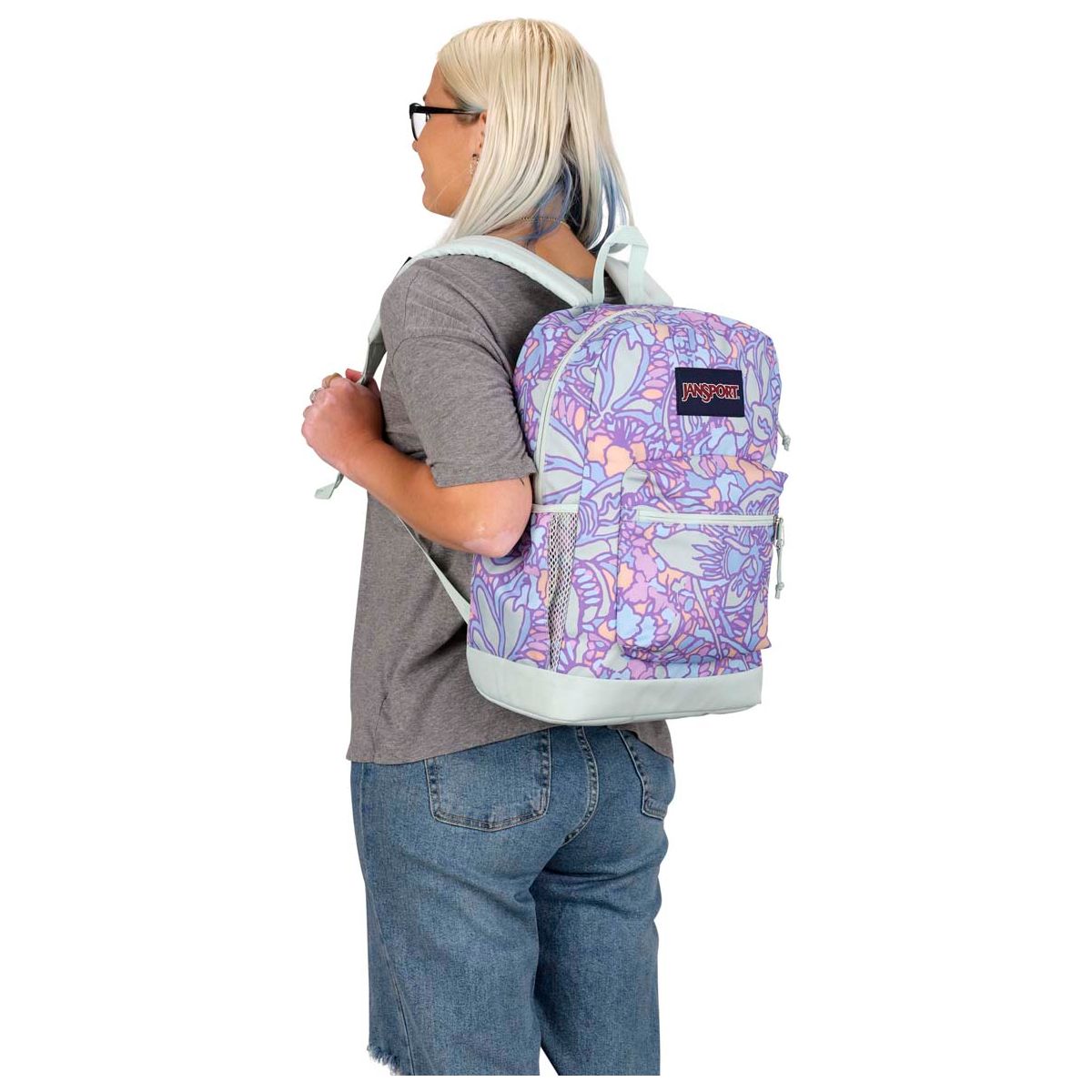 JanSport Cross Town Plus - Fluid Floral Pastel Lilac