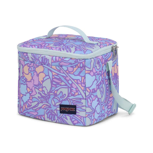 JanSport Super Snack Lunch Bag - Fluid Floral Pastel Lilac