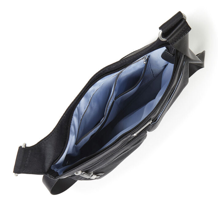 Baggallini On Track Sac à bandoulière zippé avec dragonne pour téléphone RFID