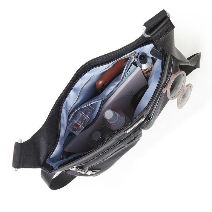 Baggallini On Track Sac à bandoulière zippé avec dragonne pour téléphone RFID