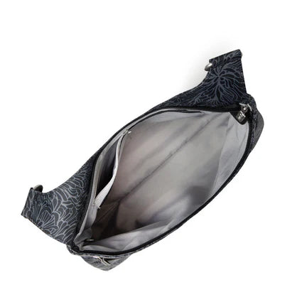 Baggallini On Track Sac à bandoulière zippé avec dragonne pour téléphone RFID