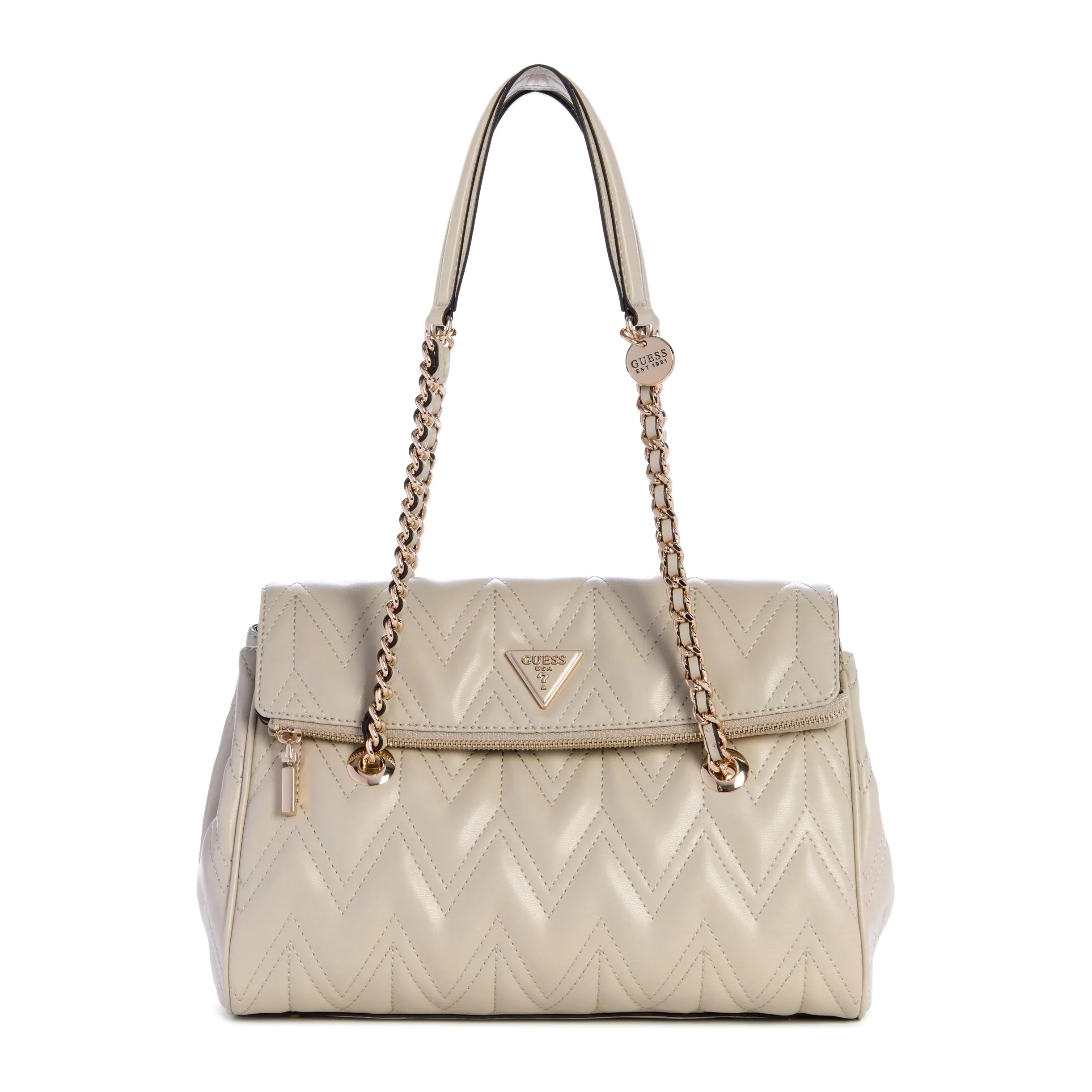 Guess Eda 3 Compartment Satchel Taupe