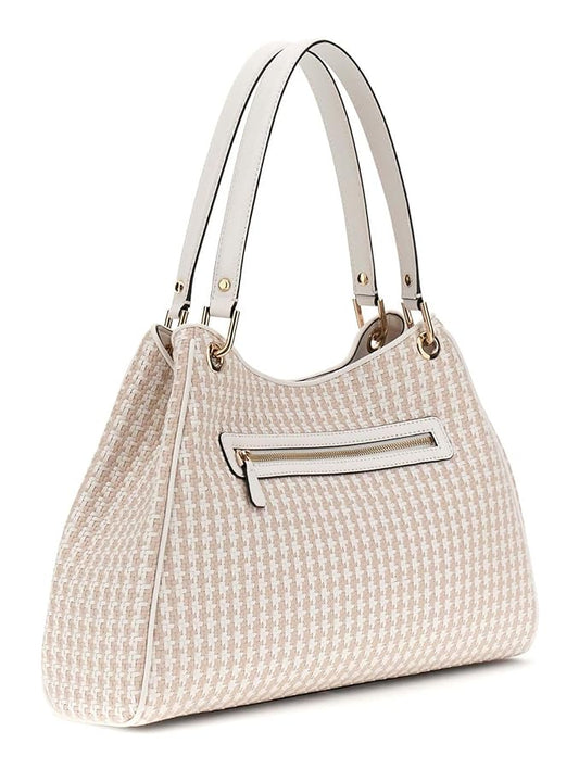 GUESS Mirema Woven Girlfriend Carryall - White/Multi