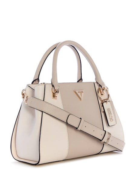 GUESS Noelle II Luxury Satchel - Off White/Taupe
