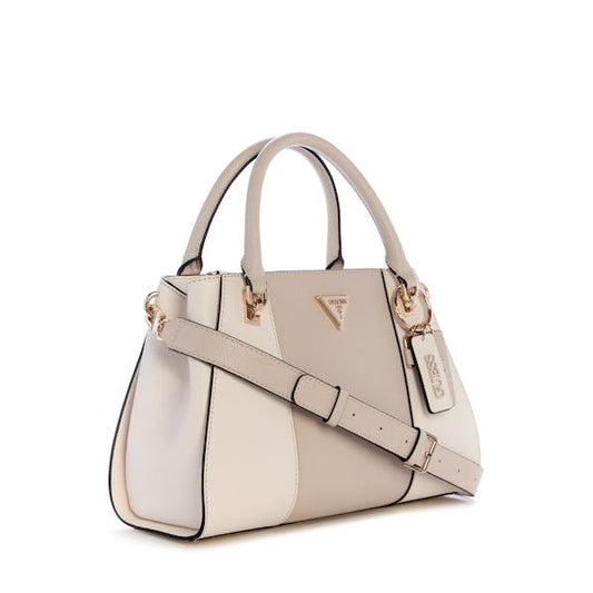 GUESS Noelle II Luxury Satchel - Off White/Taupe