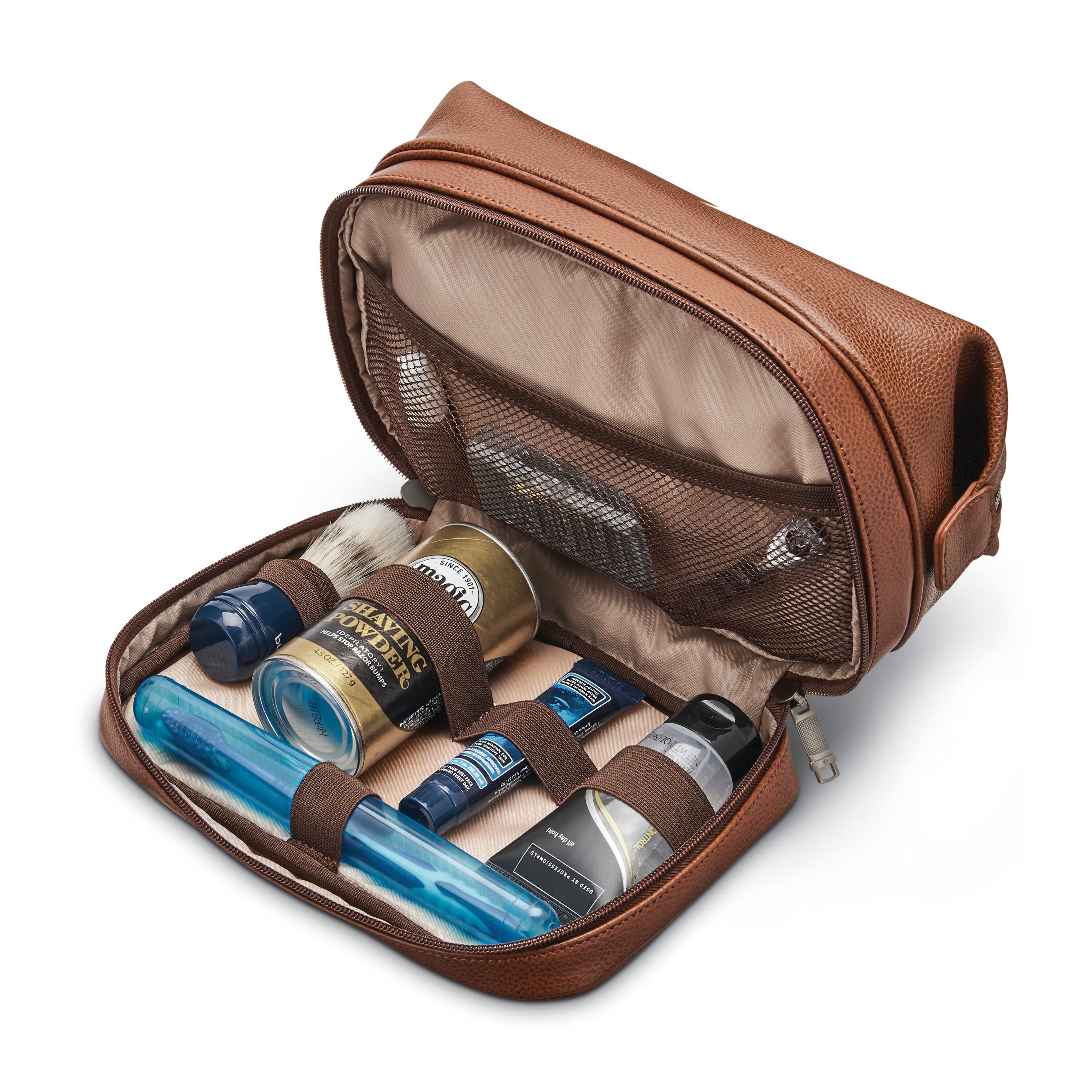 Samsonite Classic Leather Travel Kit With Zip Bottom