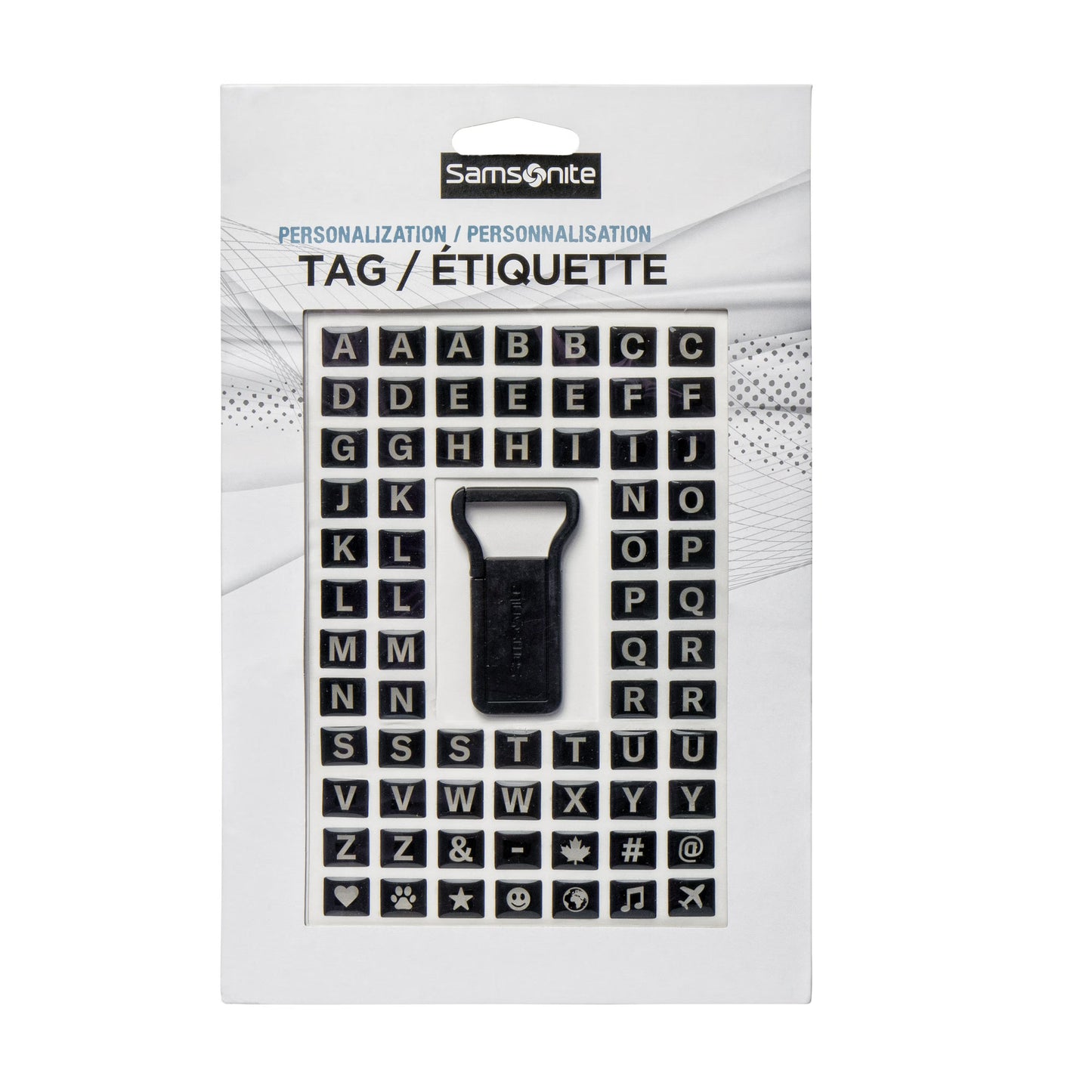 Clip d'identification de personnalisation Samsonite avec autocollants - Noir