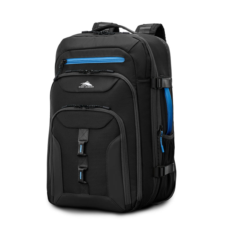 High Sierra Hi-Life Travel Backpack Expandable 17" - Black/Blue