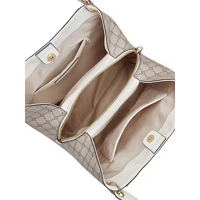 Nine West Meara 3 Comp Shoulder Bag - Beige Logo Milk