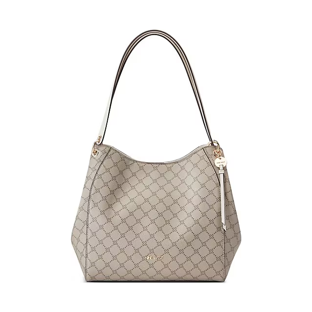 Nine West Meara 3 Comp Shoulder Bag - Beige Logo Milk