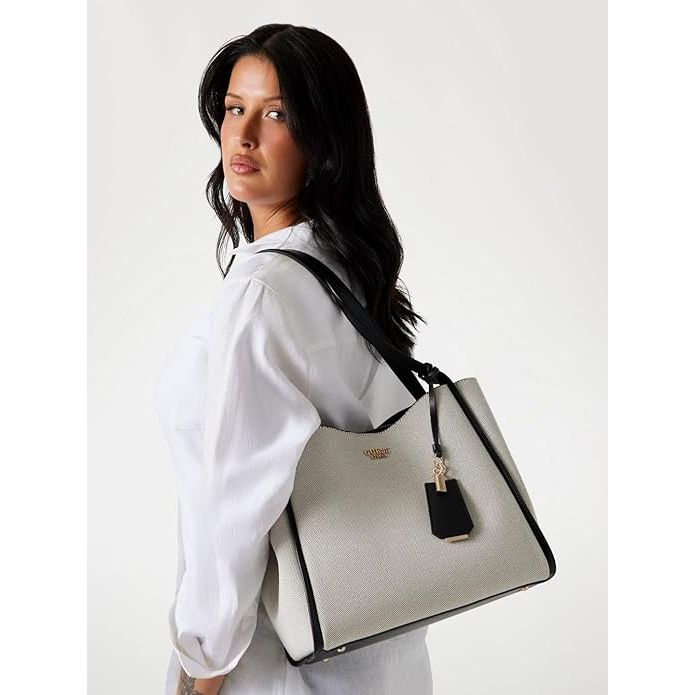 GUESS Nicolette Girlfriend Tote - Natural Black