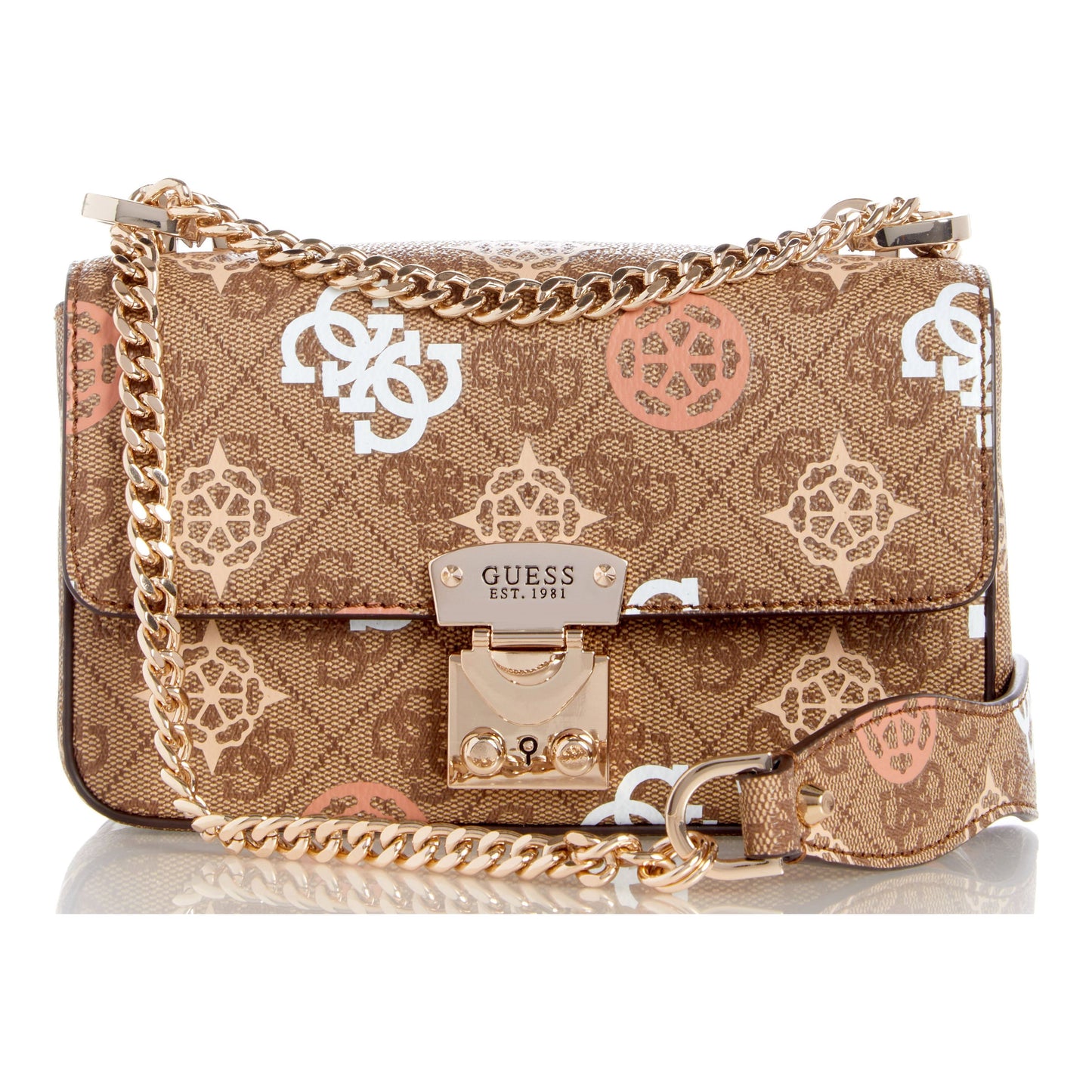 Guess Eliette Convertible Crossbody Flap - Latte Logo Multi