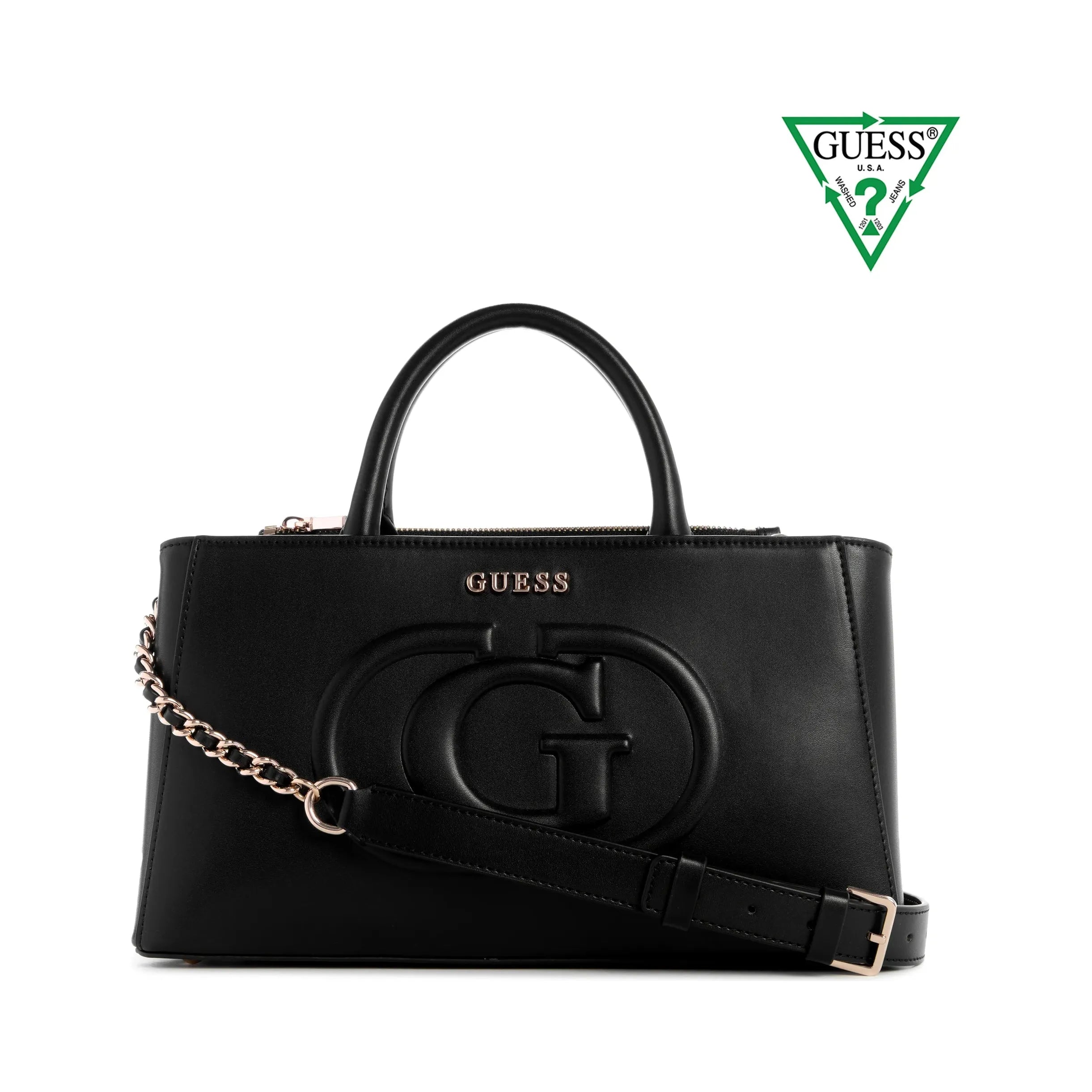 Guess Eco Mietta Small Society Satchel - Black