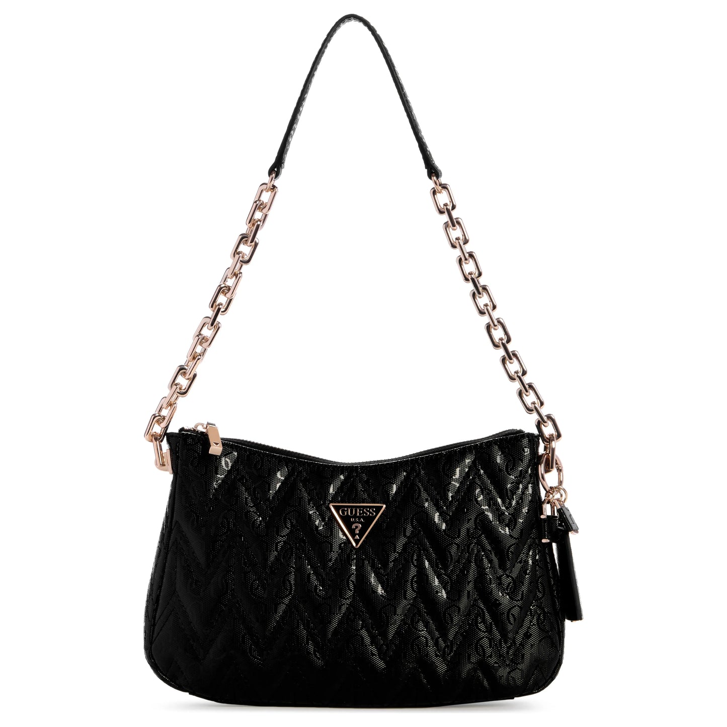 Guess Adelard Top Zip Shoulder Bag - Black