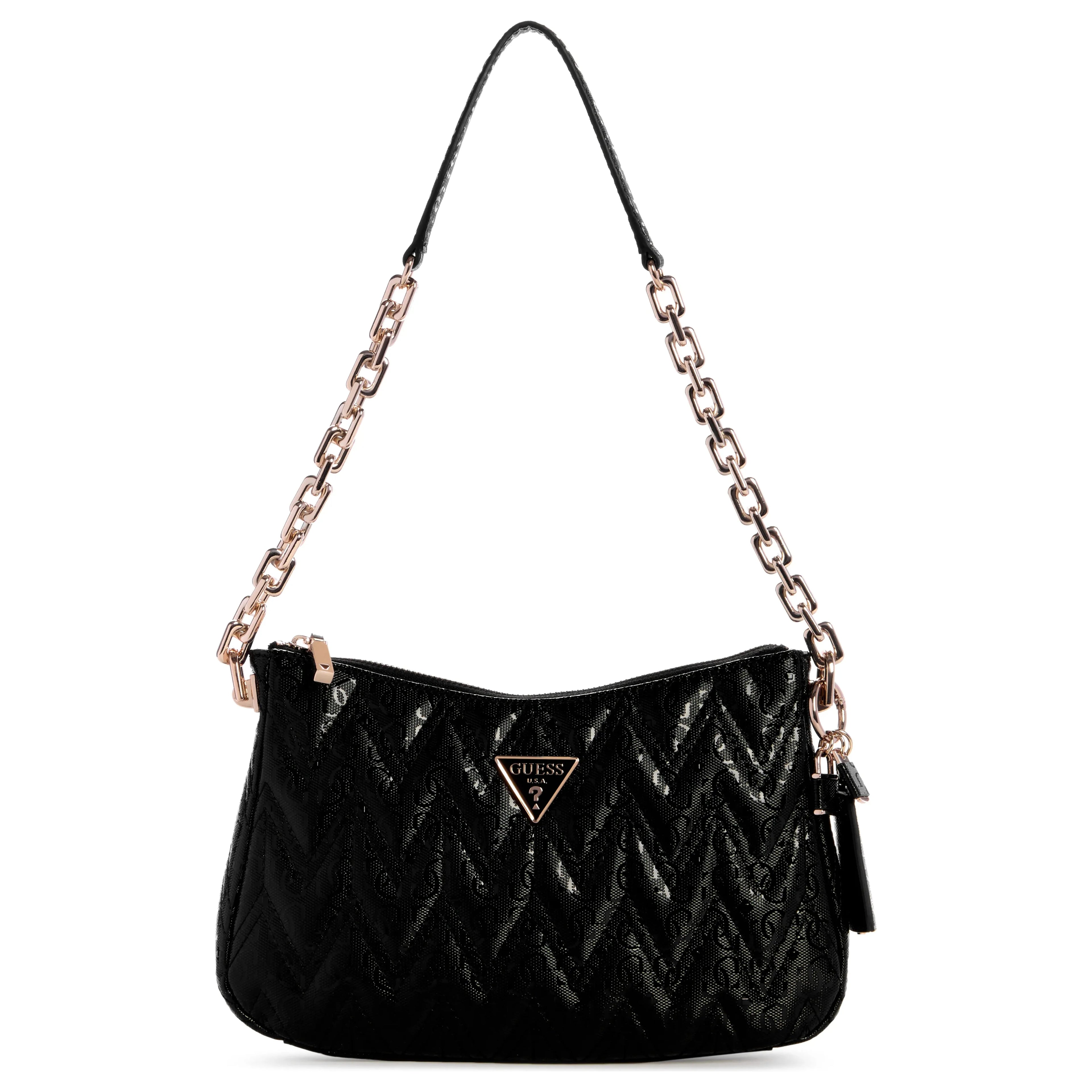Guess Adelard Top Zip Shoulder Bag - Black