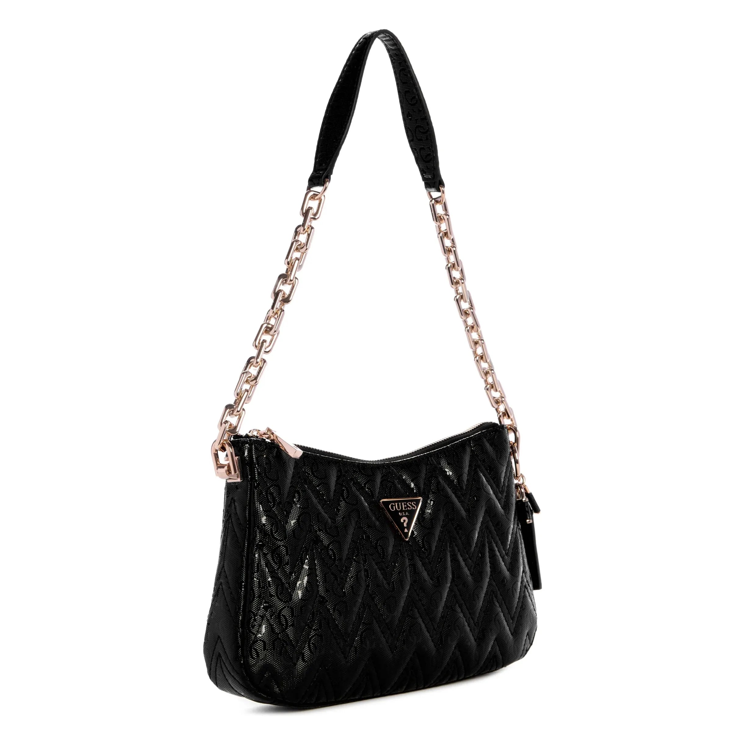 Guess Adelard Top Zip Shoulder Bag - Black