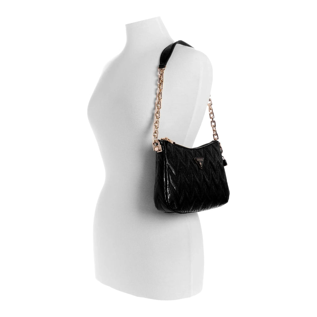 Guess Adelard Top Zip Shoulder Bag - Black