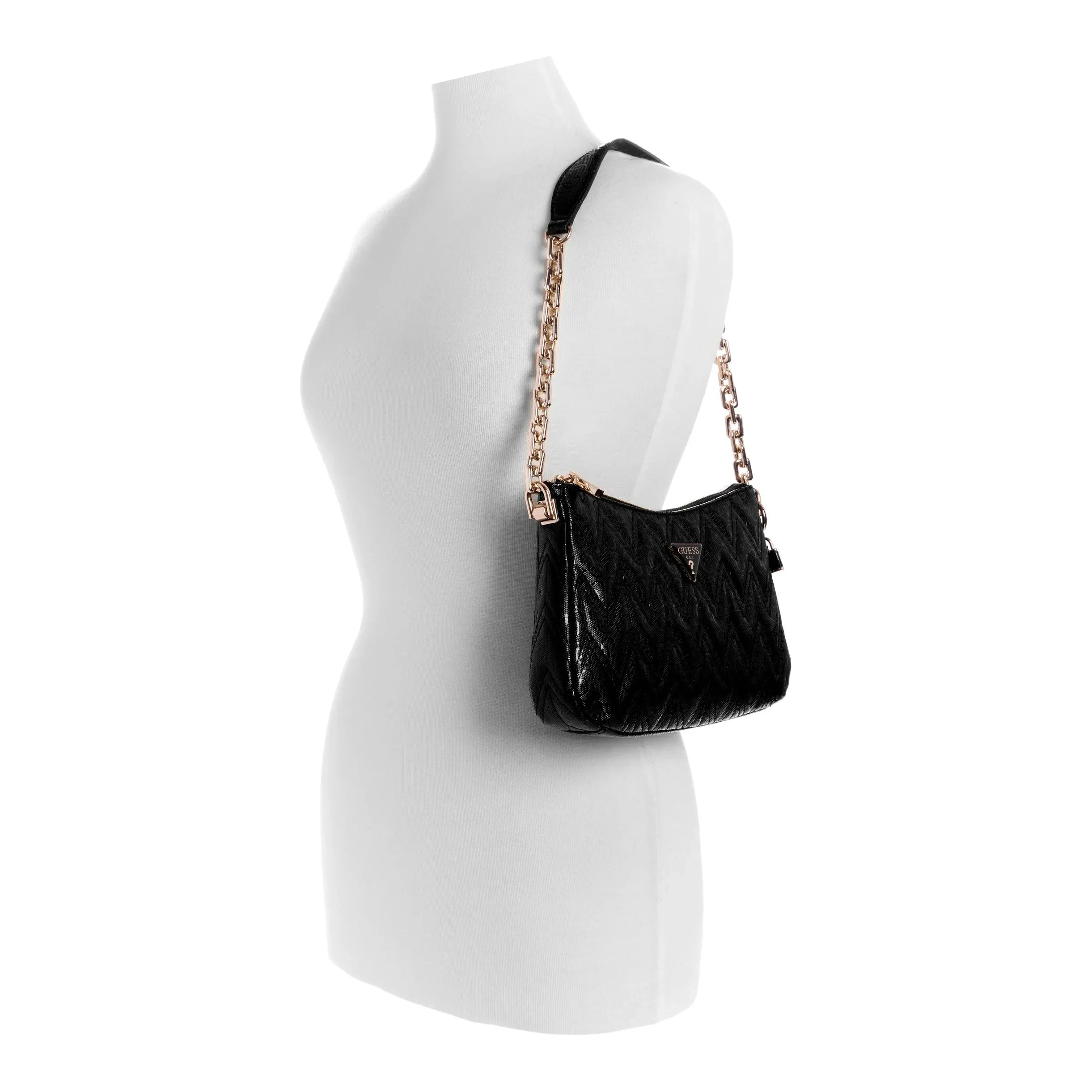 Guess Adelard Top Zip Shoulder Bag - Black