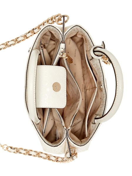 GUESS Aldina Girlfriend Satchel - Off White