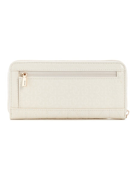 GUESS Aldina SLG Large Zip Around Wallet - Off White