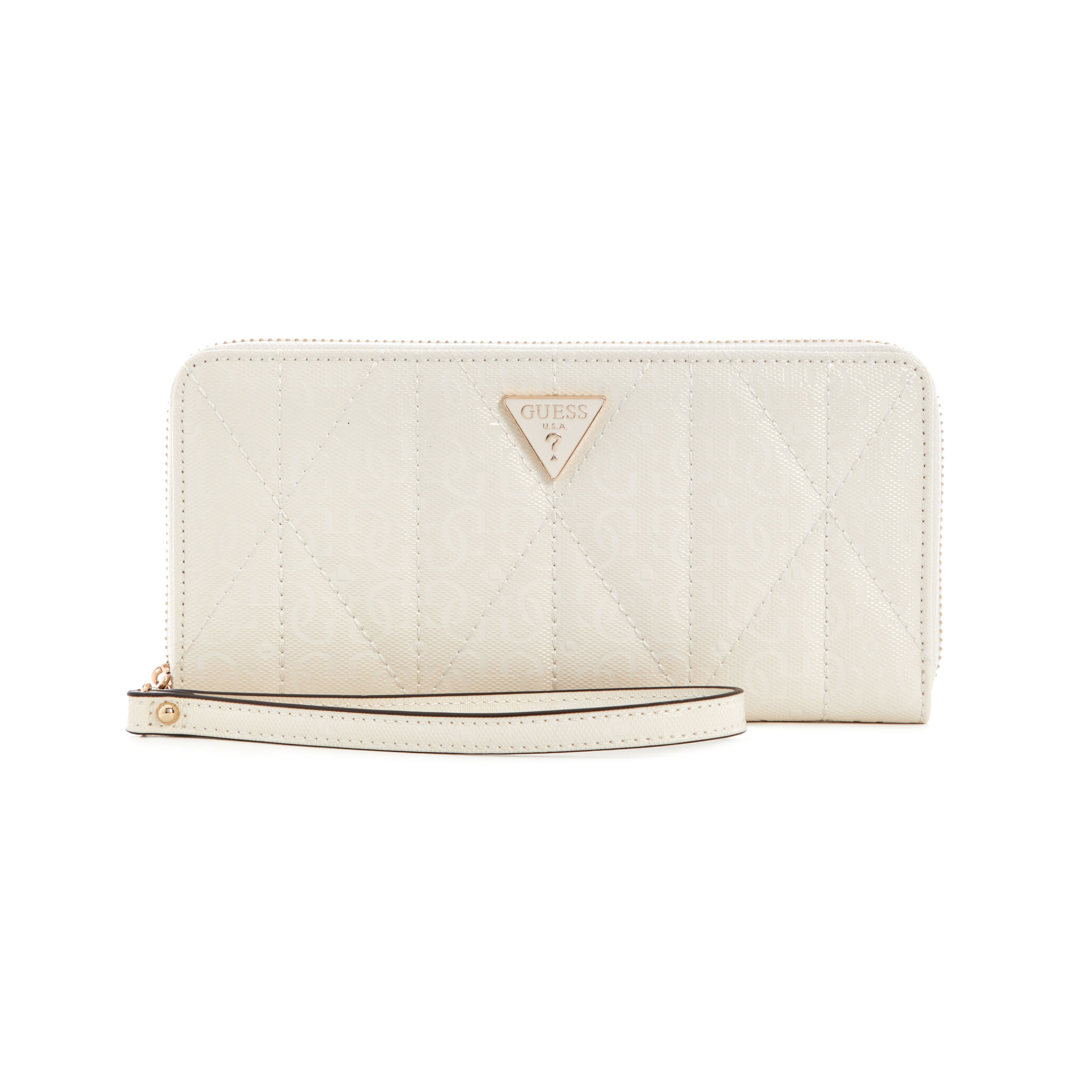 GUESS Aldina SLG Large Zip Around Wallet - Off White