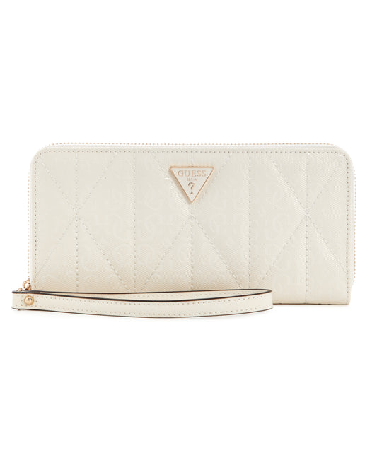GUESS Aldina SLG Large Zip Around Wallet - Off White