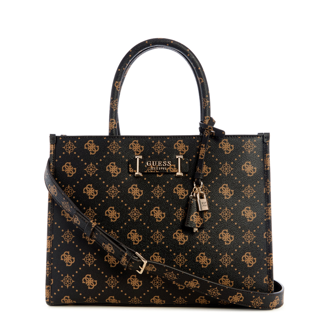 GUESS Silia 2 Compartment Tote Bag - Espresso Logo