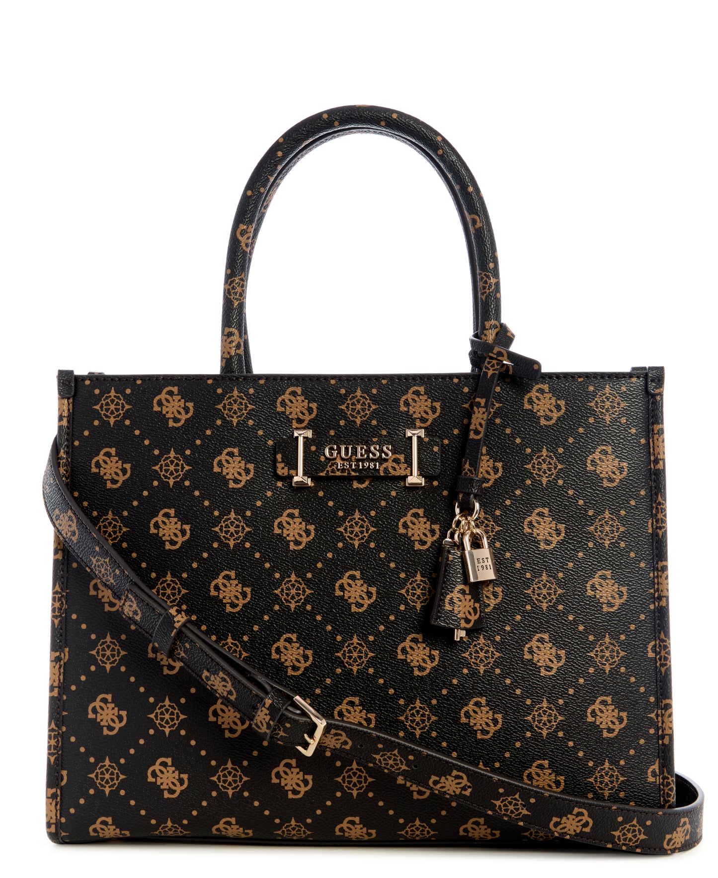GUESS Silia 2 Compartment Tote Bag - Espresso Logo