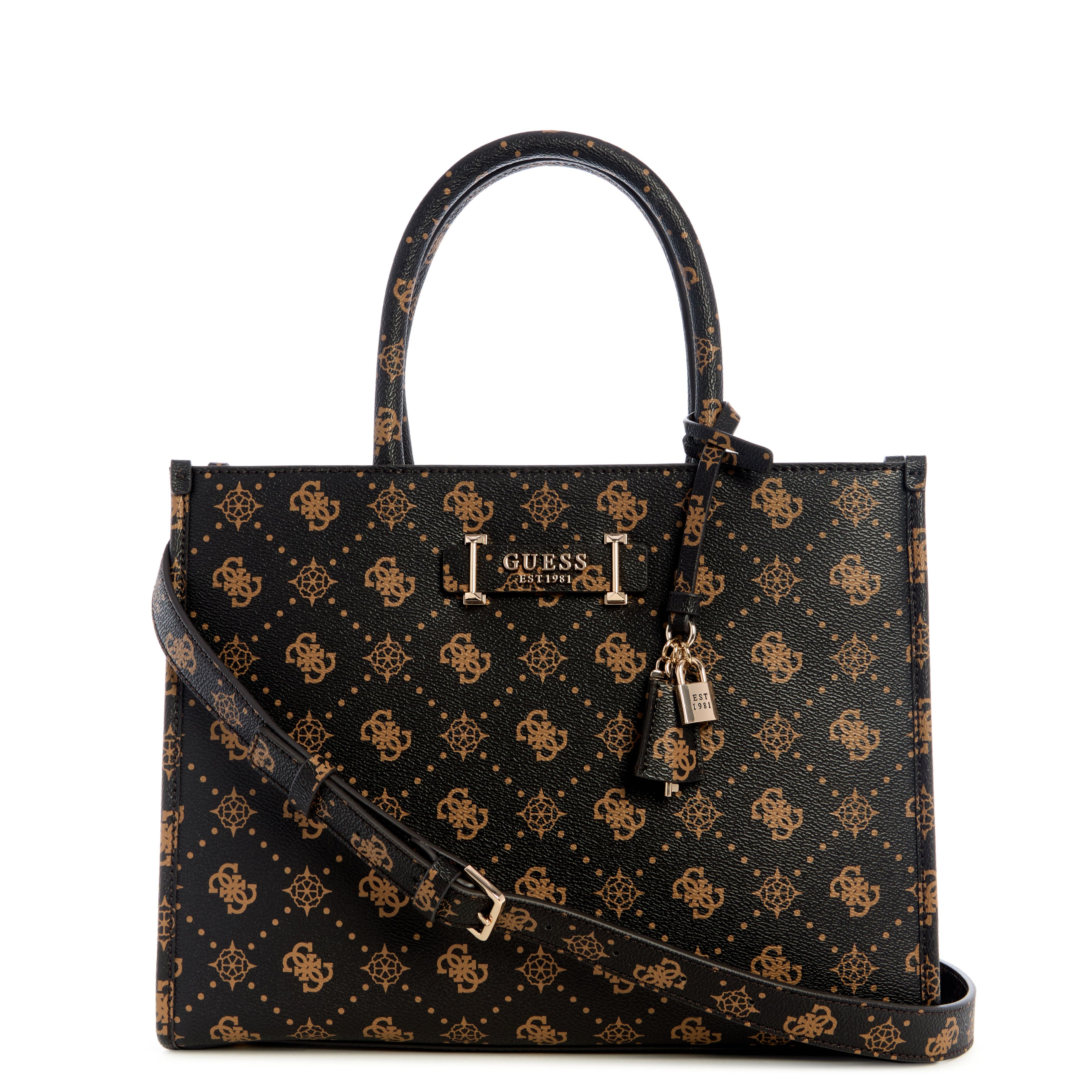 GUESS Silia 2 Compartment Tote Bag - Espresso Logo