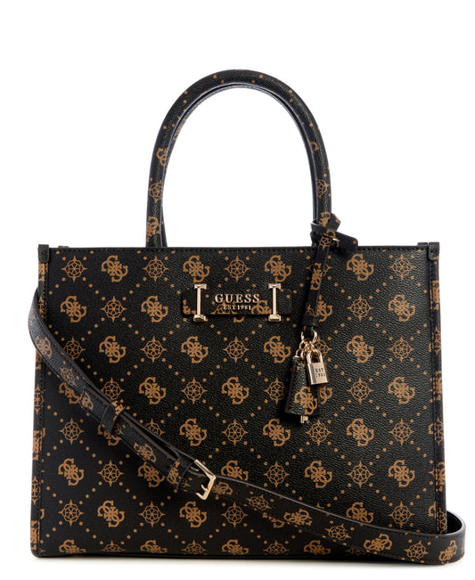 GUESS Silia 2 Compartment Tote Bag - Espresso Logo