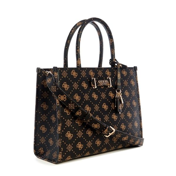GUESS Silia 2 Compartment Tote Bag - Espresso Logo