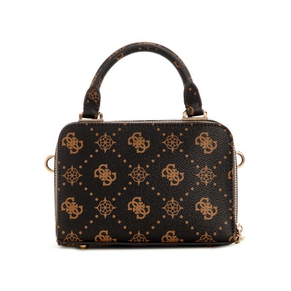 GUESS Silia Mini Satchel Handbag - Espresso Logo