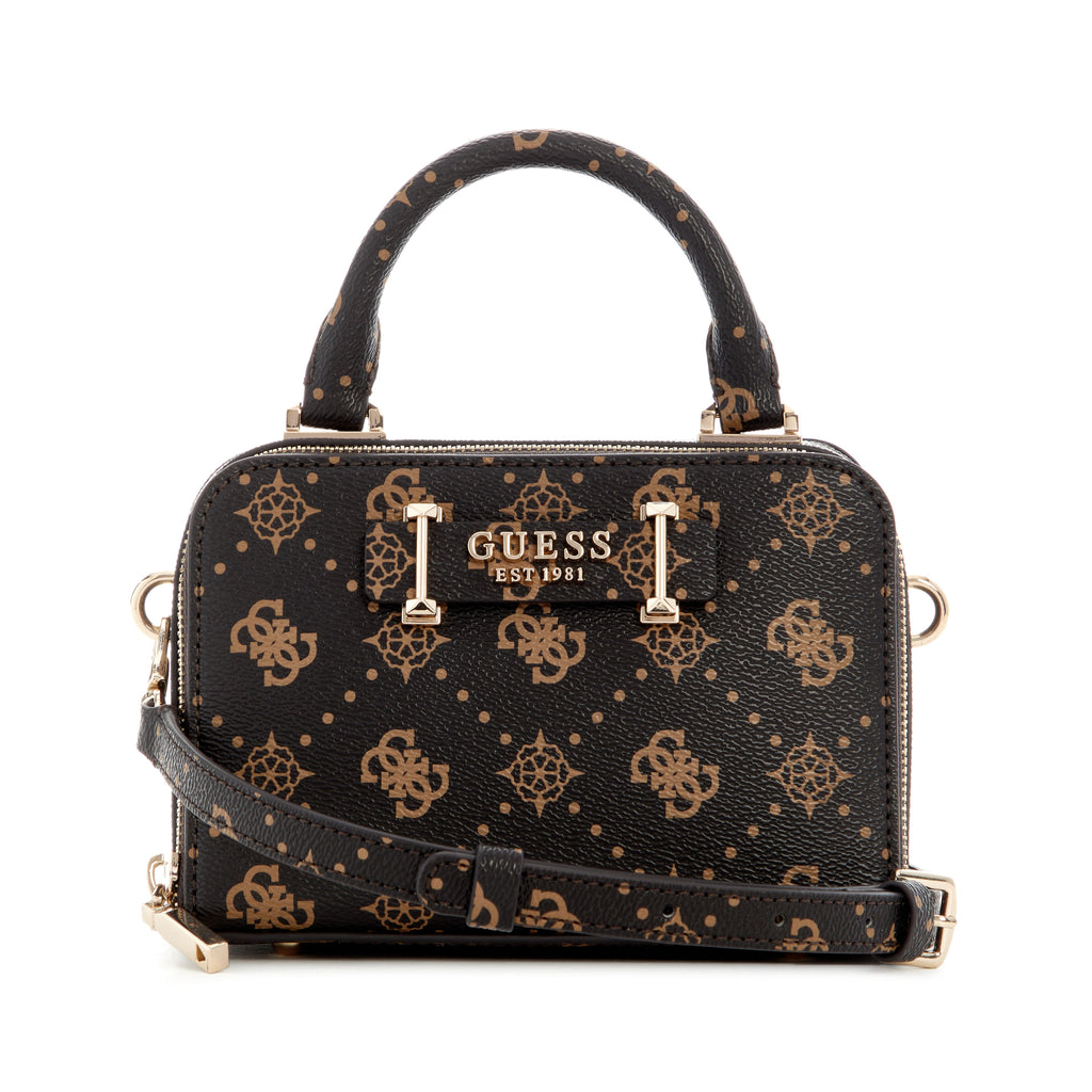 GUESS Silia Mini Satchel Handbag - Espresso Logo