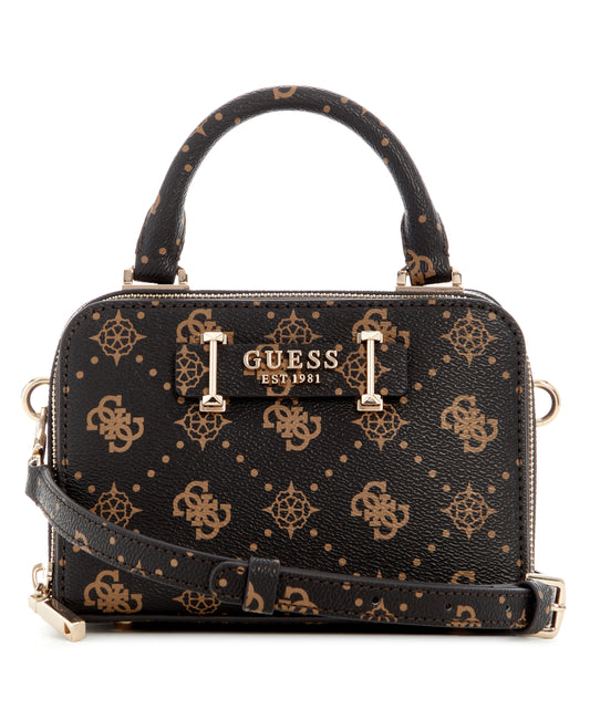 GUESS Silia Mini Satchel Handbag - Espresso Logo