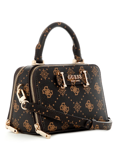 GUESS Silia Mini Satchel Handbag - Espresso Logo