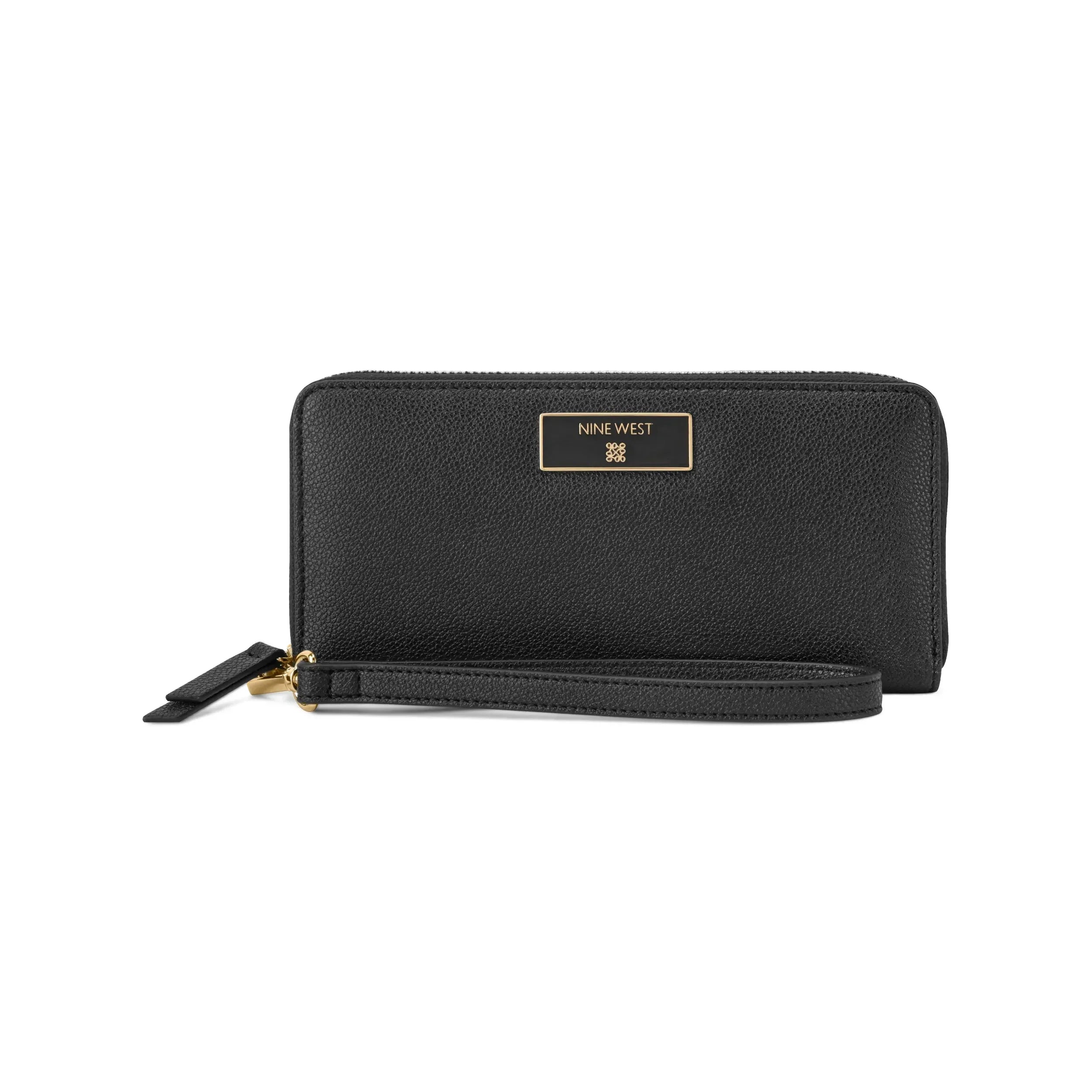 Nine West Mary SLG Zip-Around Wristlet Wallet - Black