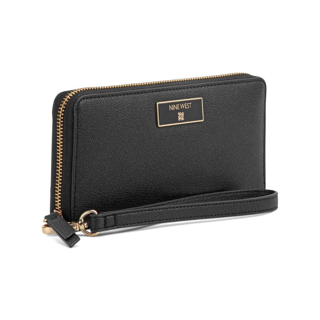 Nine West Mary SLG Zip-Around Wristlet Wallet - Black