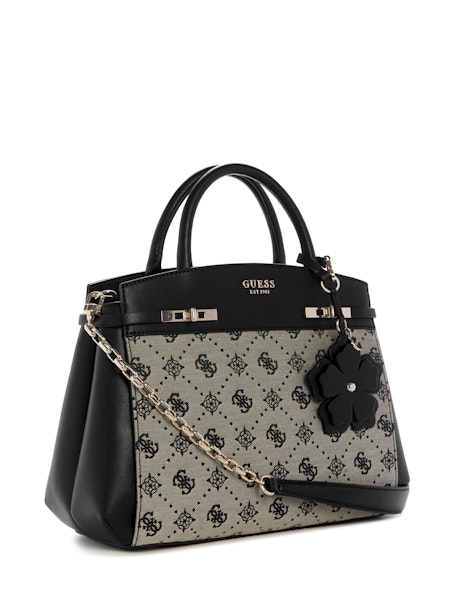 Guess Melinda Tri Compartment Satchel - Black Logo