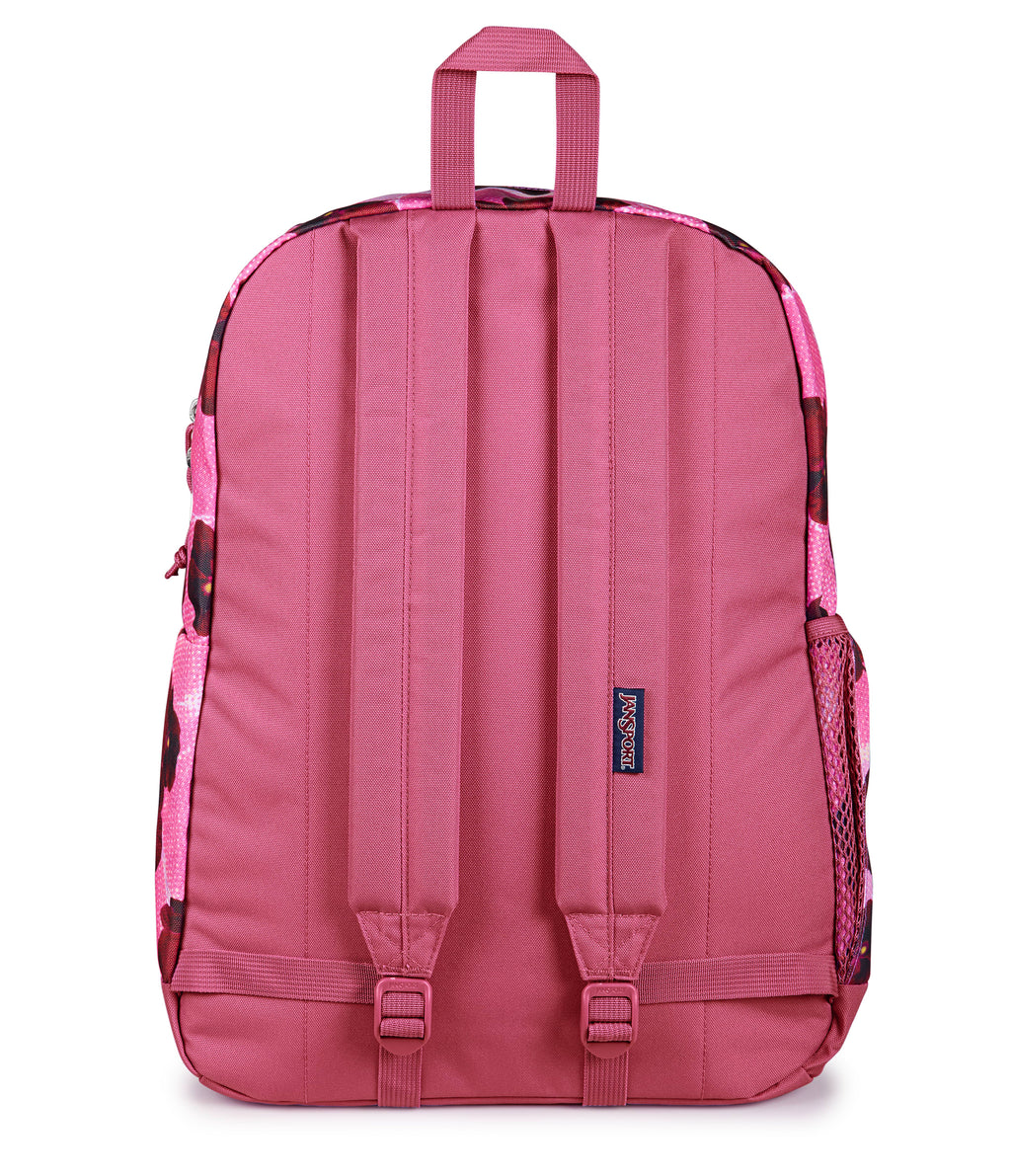 JanSport Cross Town Plus Laptop Backpack - Pop Art Pansies Digital Fuchsia