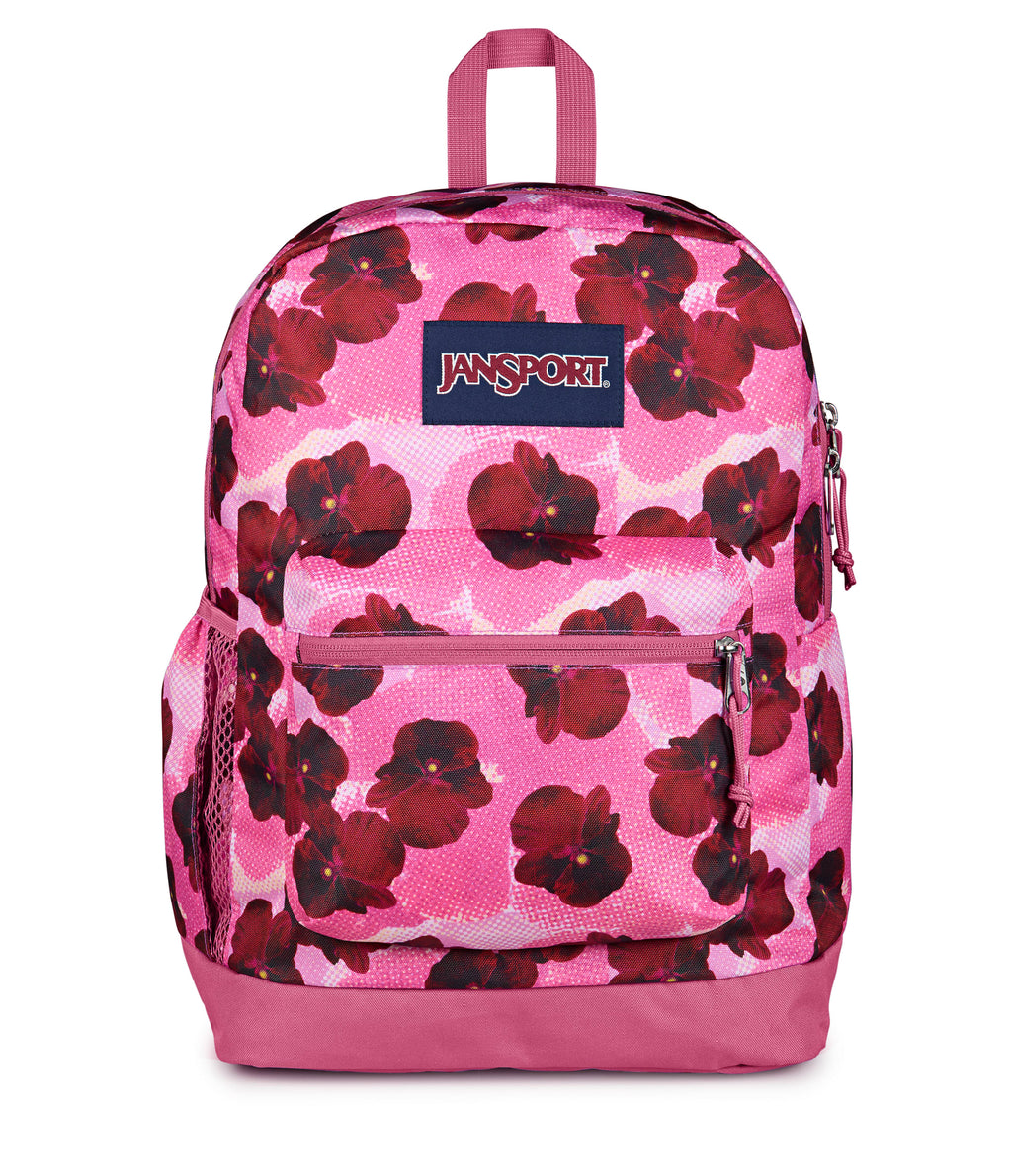JanSport Cross Town Plus Laptop Backpack - Pop Art Pansies Digital Fuchsia