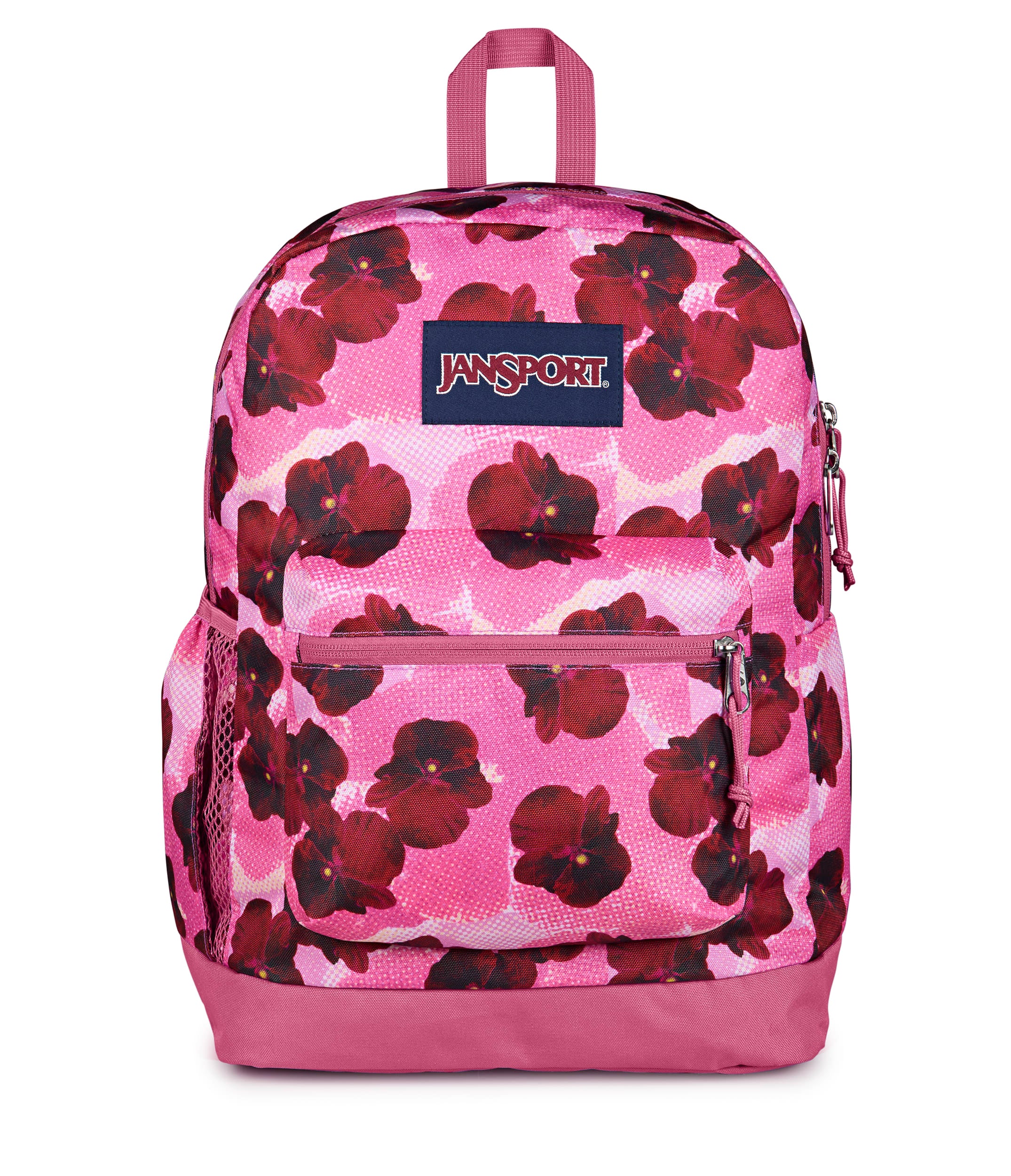 JanSport Cross Town Plus Laptop Backpack - Pop Art Pansies Digital Fuchsia