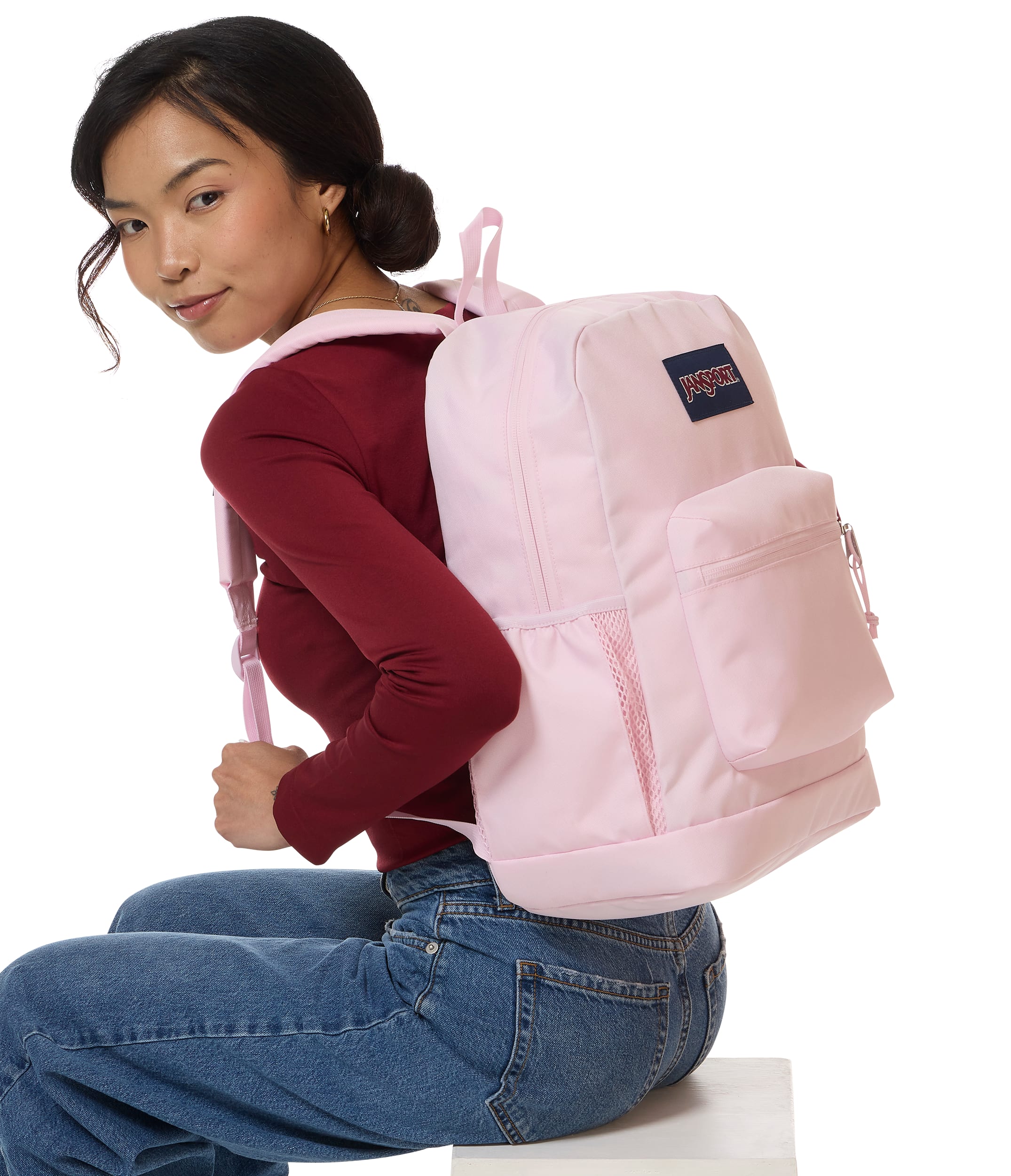 JanSport Cross Town Plus Laptop Backpack - Pink Ice
