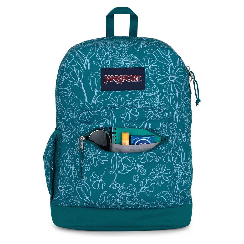 JanSport Cross Town Plus Laptop Backpack - Delightful Daisies Green
